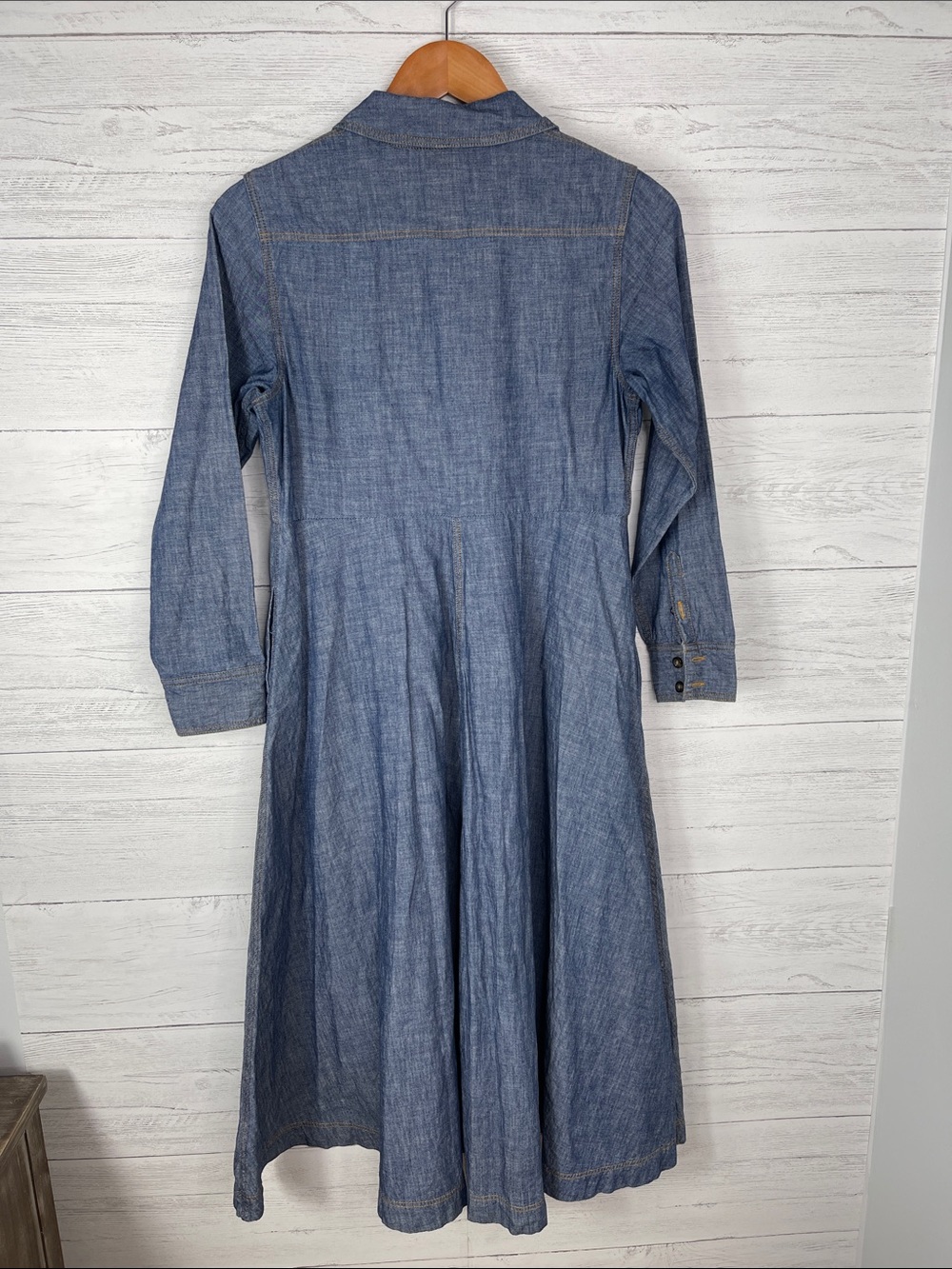 Boden Blue Chambray Button-Front Long Sleeve Maxi Dress - Picture 6 of 6